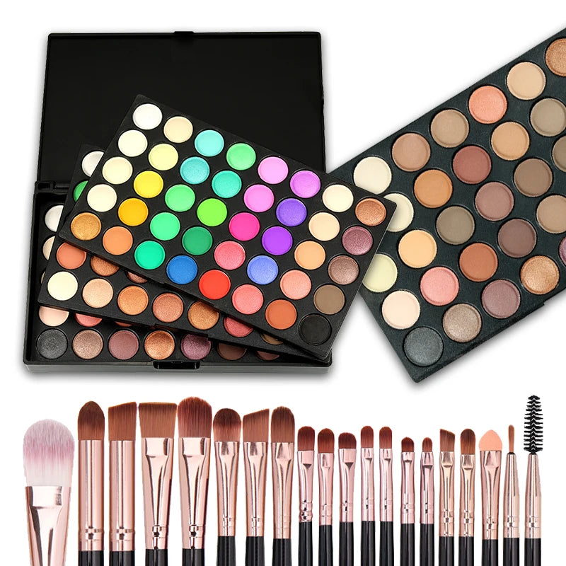 120 Colors Matte Shimmer Eyeshadow Palette Natural Waterproof